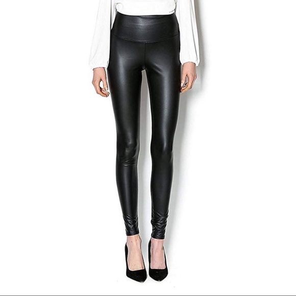 High Waist Faux Leather Leggings - Picture 3 of 7
